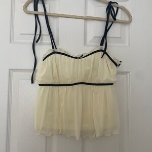Grey Bandit Cream Top with Black Straps
